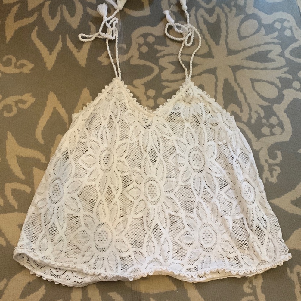 White Aerie lace tank top